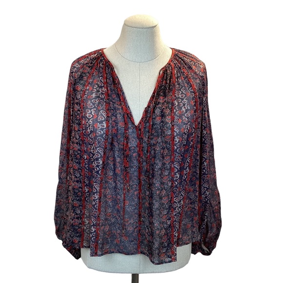 Ulna Johnson Silk Floral Blouse BOHO - Picture 2 of 8